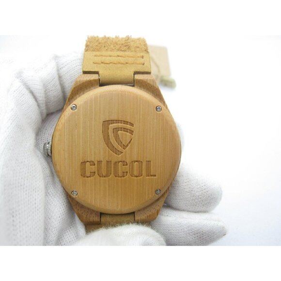Men's Cucol Wooden Analog 47mm Dial Causal Round Watch (D931) - Picture 3 of 12